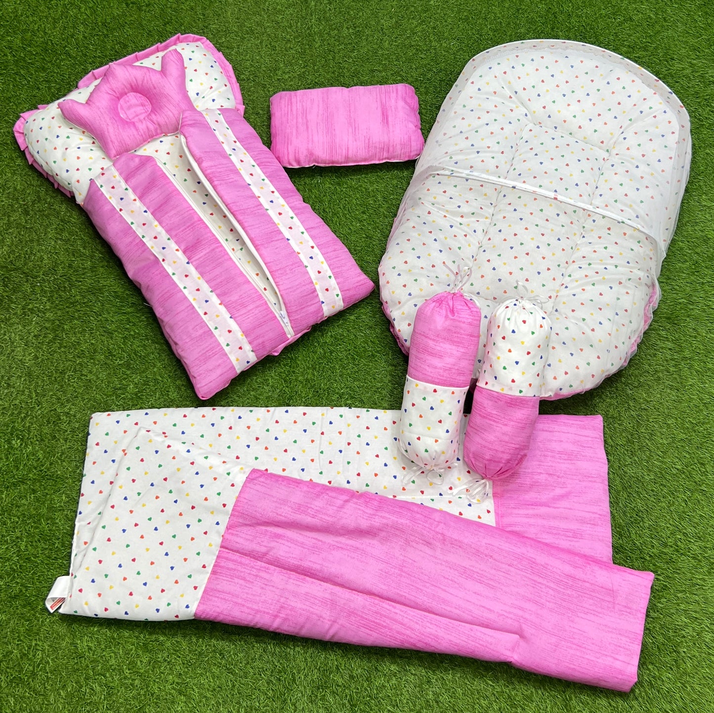 7pcs New Stylish Baby Bedding Set - Pink