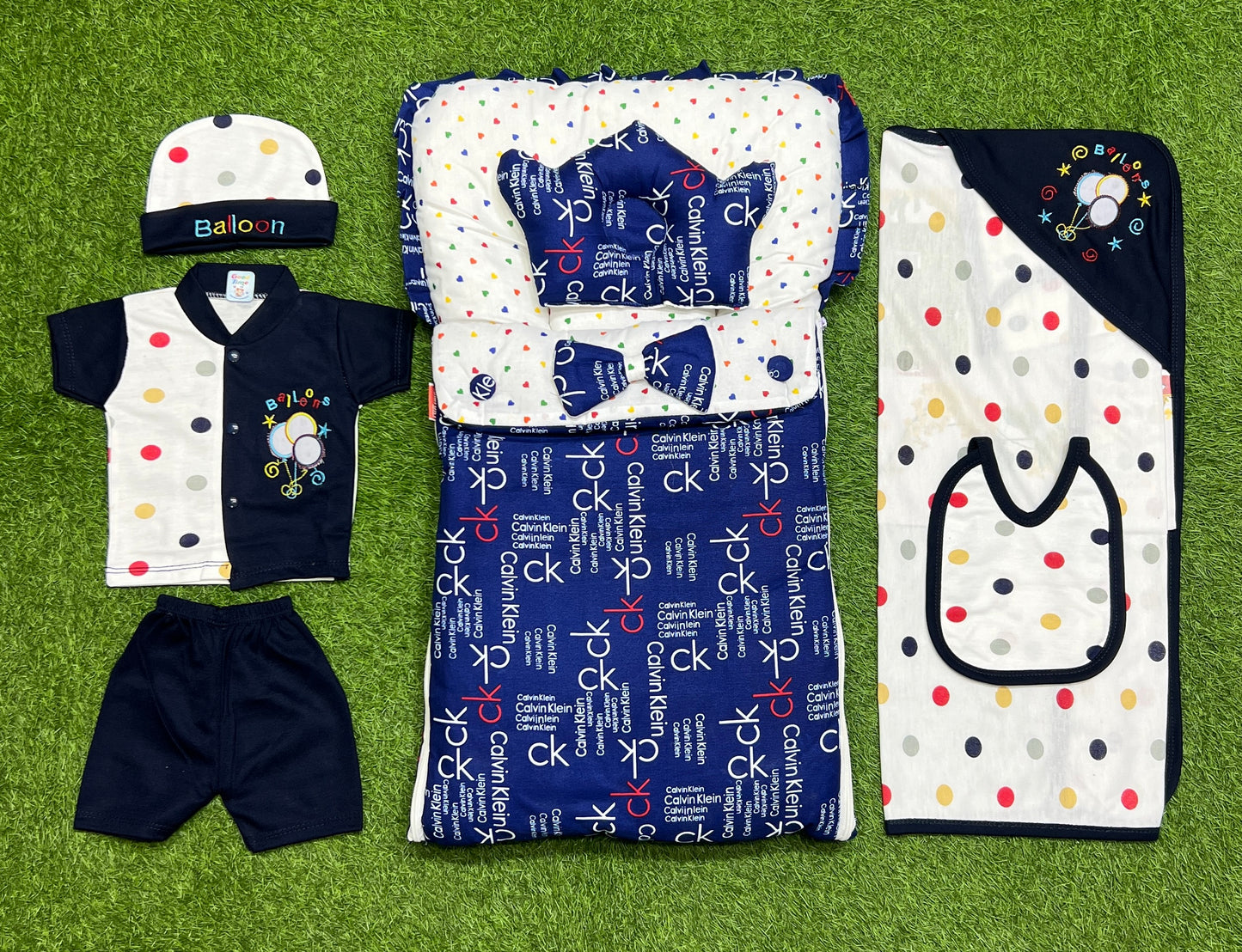 Elegant 7pcs complete newborn starter pack! {navy blue}
