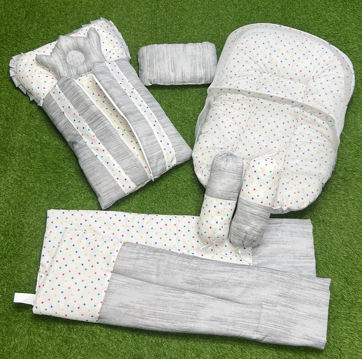 7pcs New Stylish Baby Bedding Set - Grey