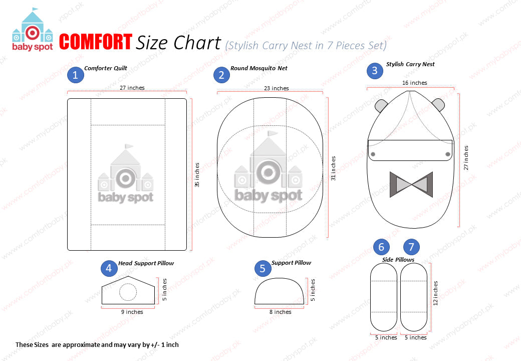 7pcs Fancy & Stylish Baby Bedding Set - - pink clouds