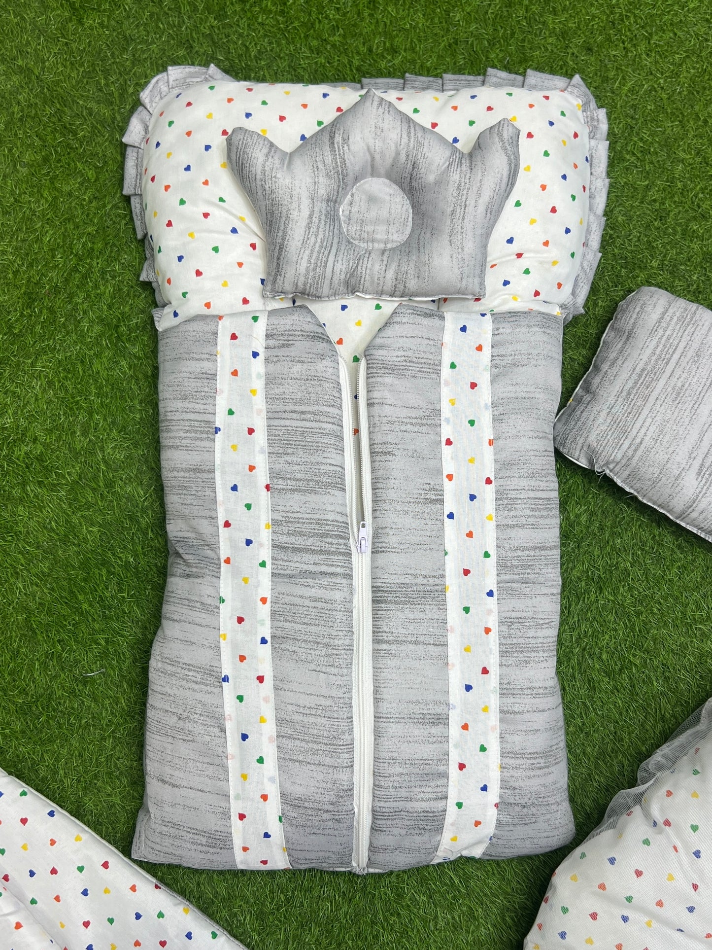 7pcs New Stylish Baby Bedding Set - Grey