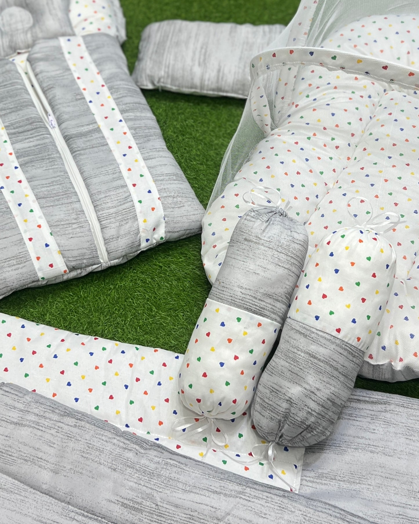 7pcs New Stylish Baby Bedding Set - Grey