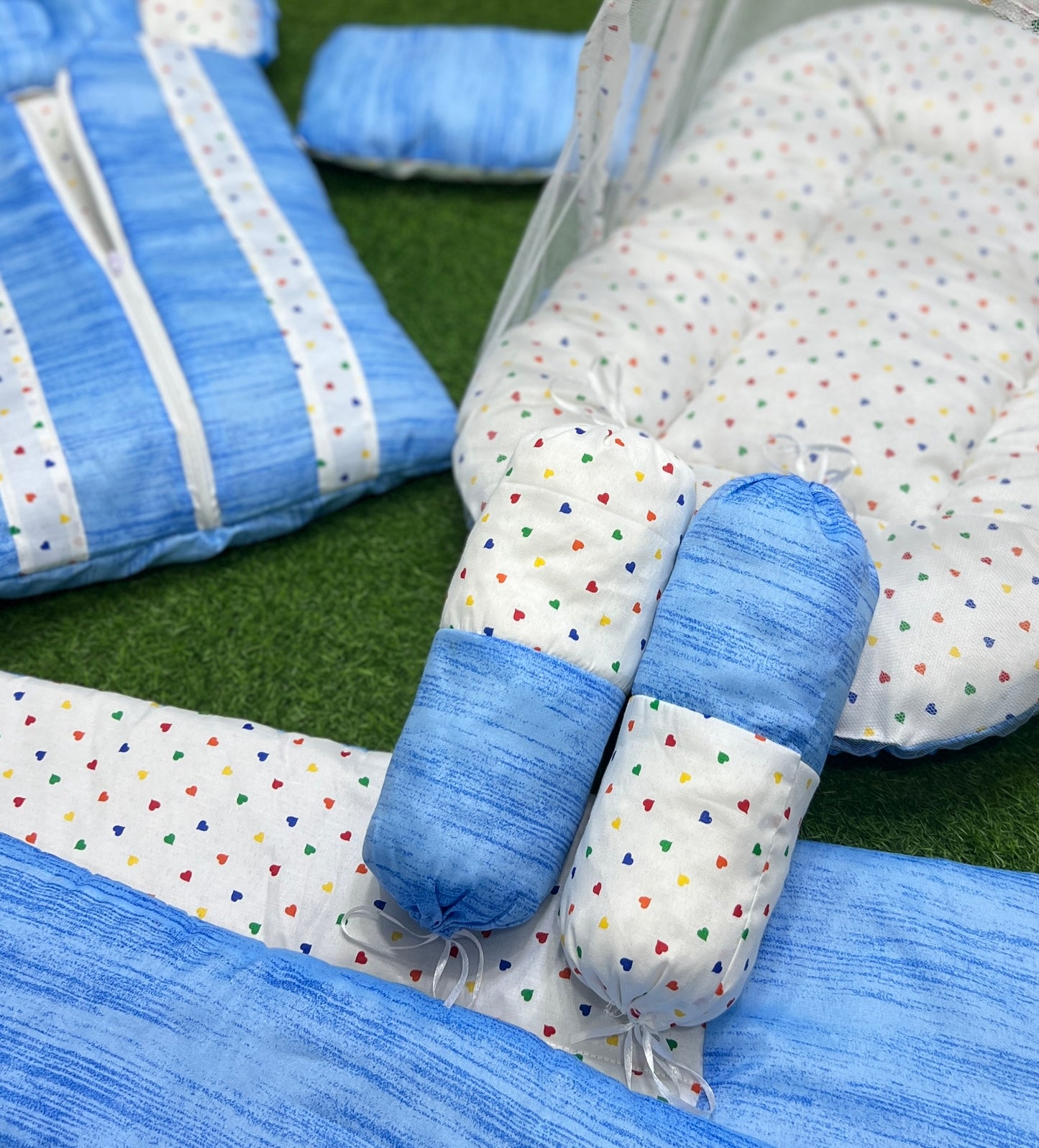 7pcs New Stylish Baby Bedding Set - Blue