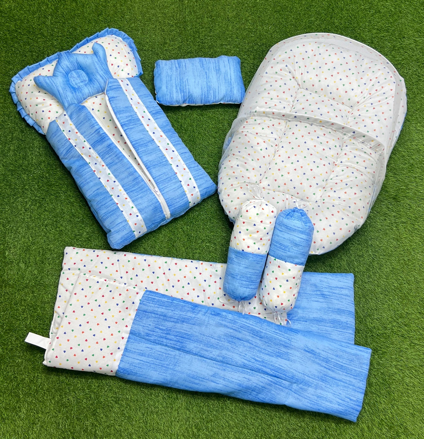 7pcs New Stylish Baby Bedding Set - Blue