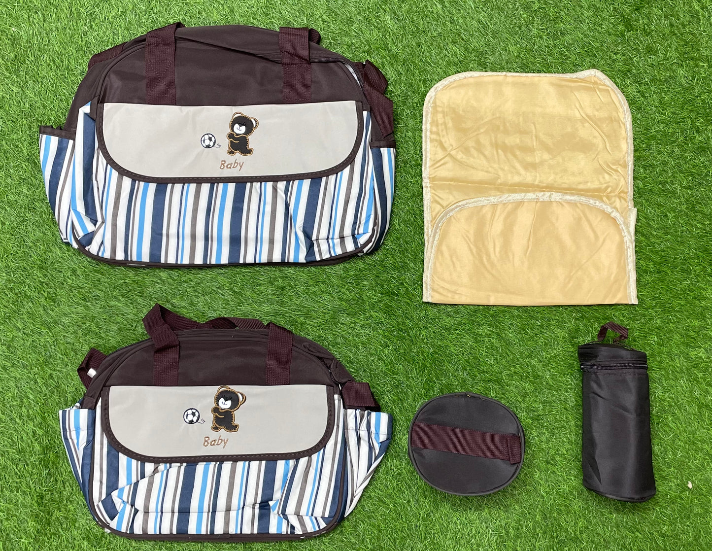 Imported Waterproof 5 Pcs Mommy Diaper Bag Set - Bear
