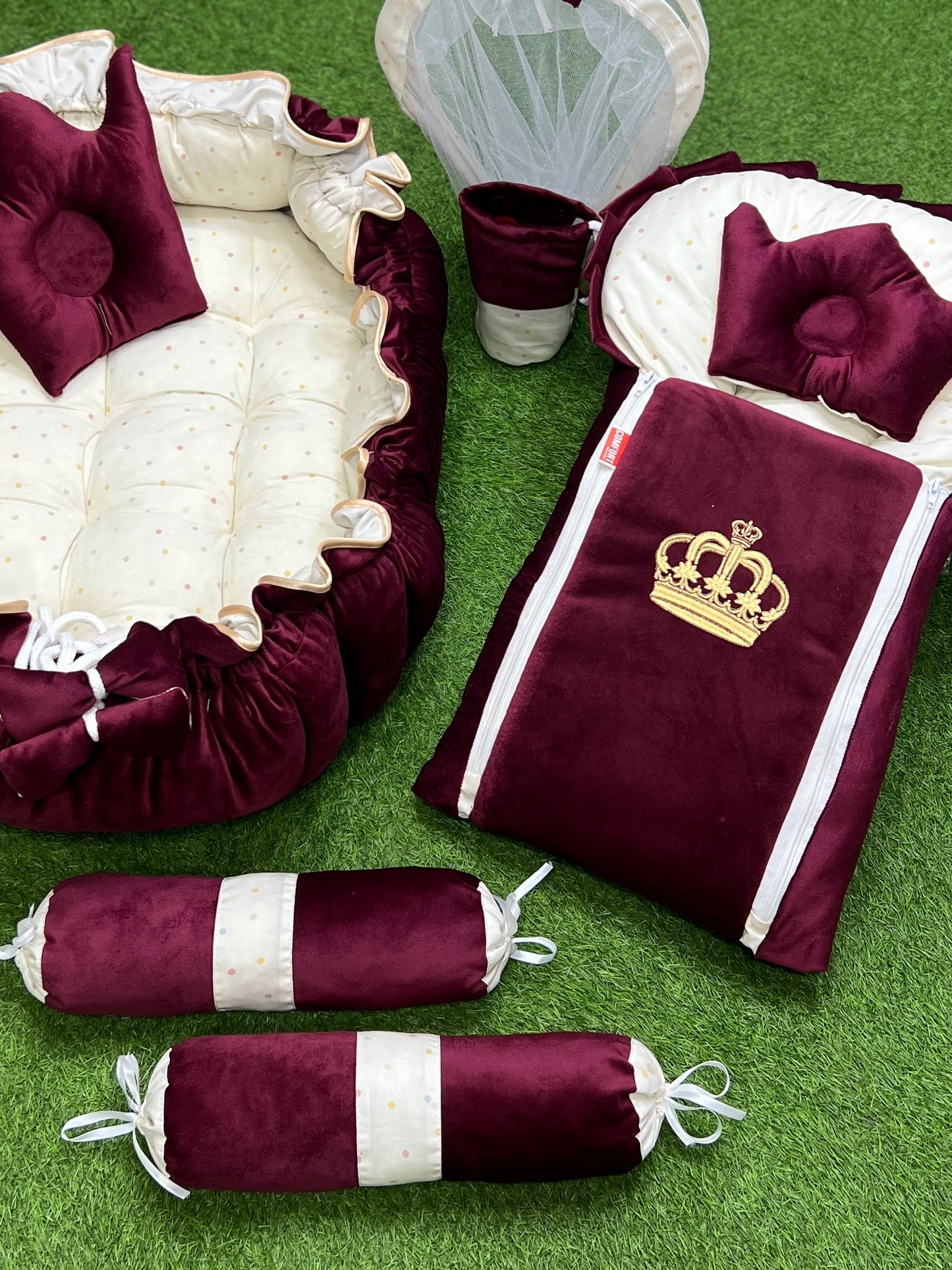Luxury Velvet Series 8pcs Royal Snuggle Bed Set (Maroon)