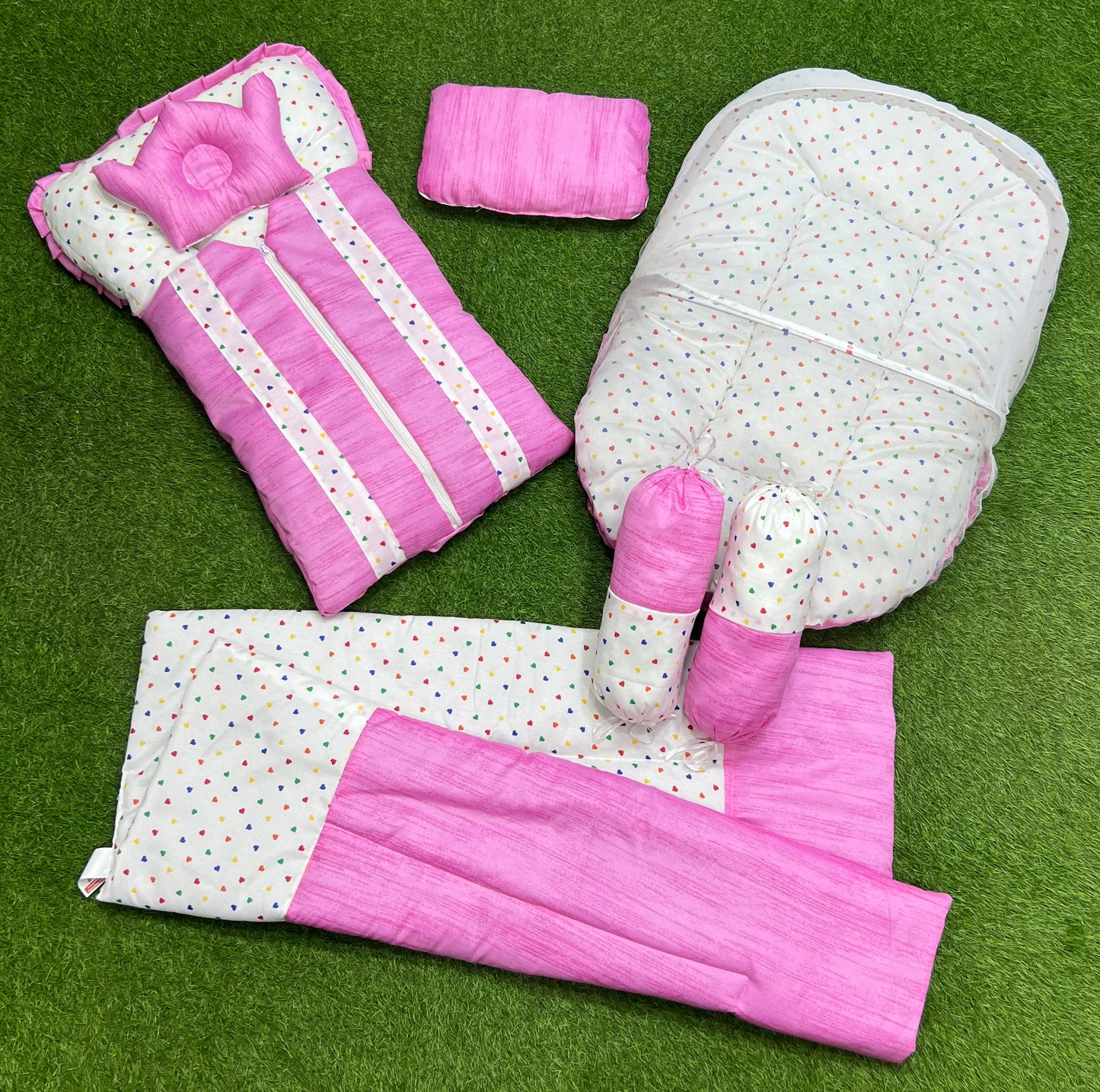 7pcs New Stylish Baby Bedding Set - Pink