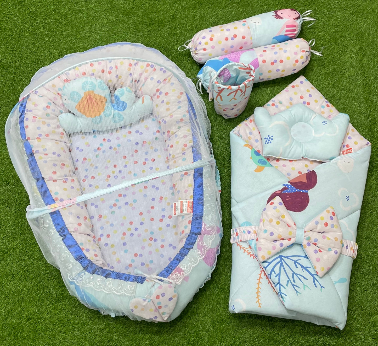 9pcs Baby Snuggle Bed Set -- Green Jungle