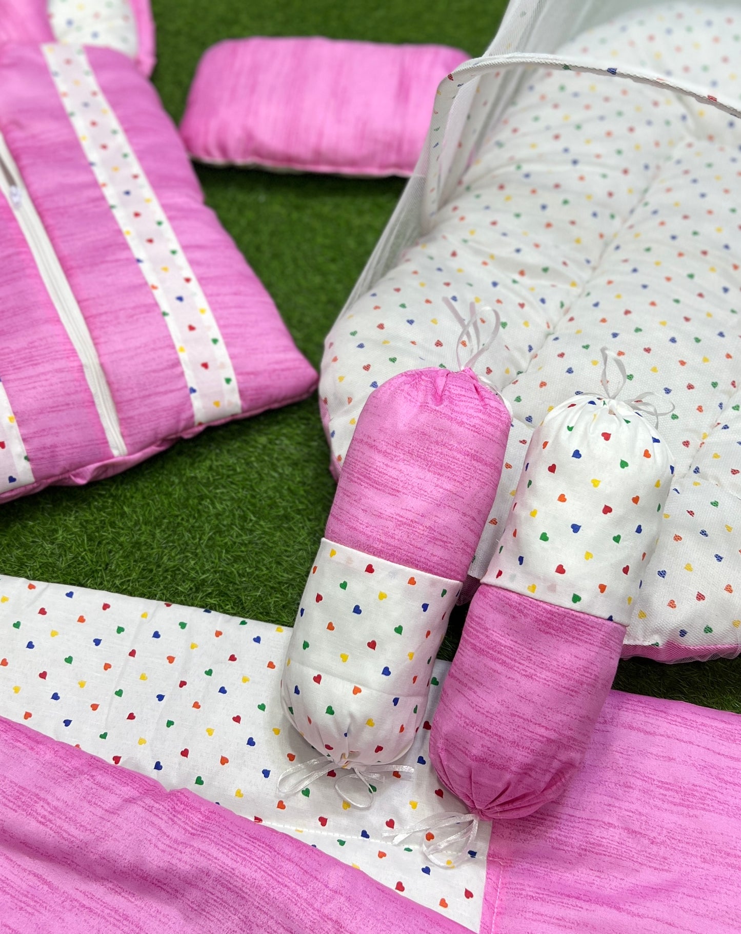 7pcs New Stylish Baby Bedding Set - Pink
