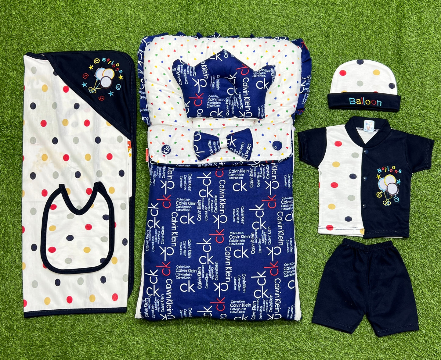 Elegant 7pcs complete newborn starter pack! {navy blue}