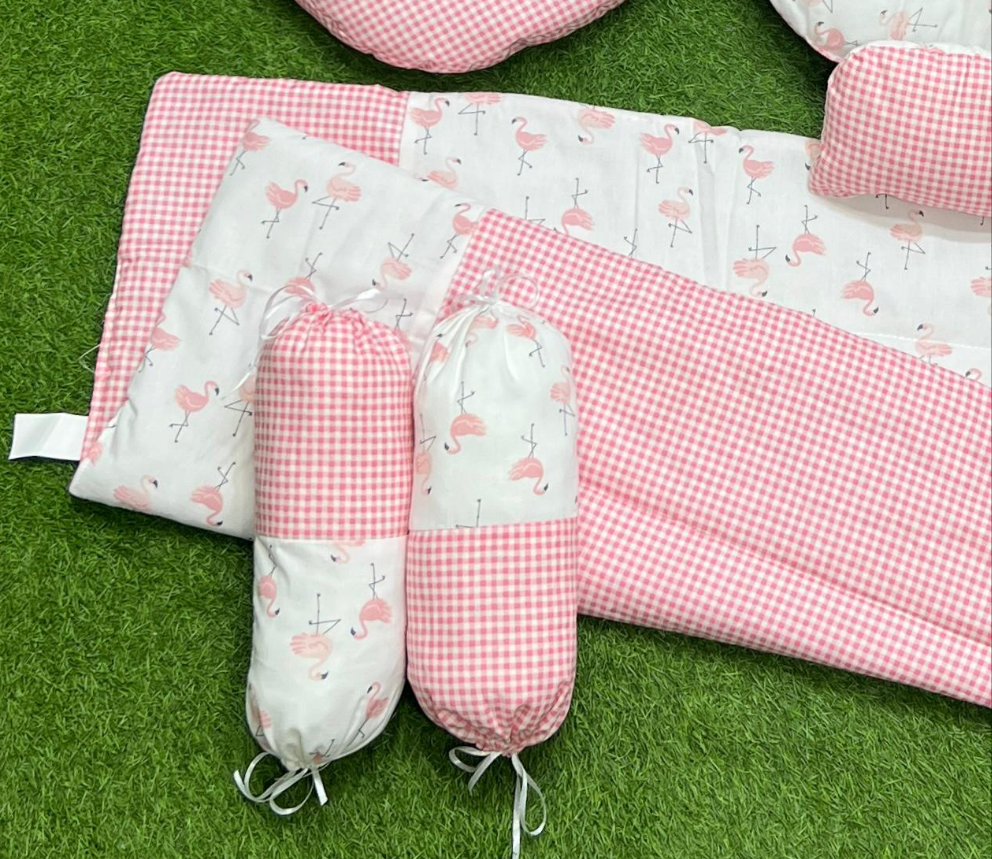 7pcs Fancy And Stylish Baby Bedding Set - - Pink Chack
