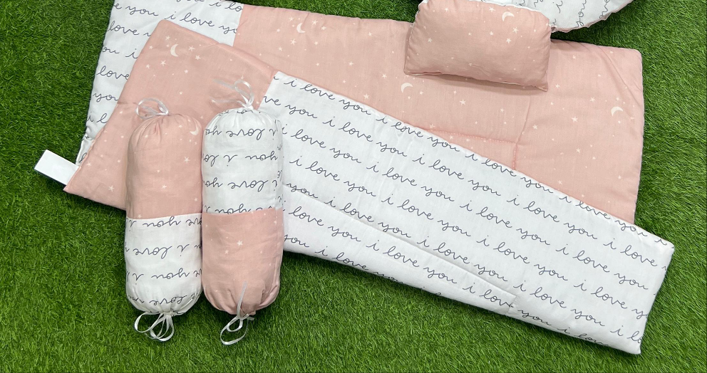7pcs Fancy And Stylish Baby Bedding Set - - Peach