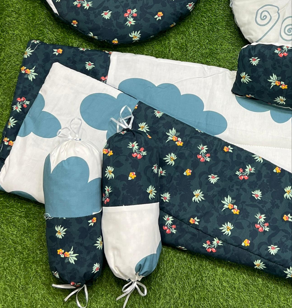 7pcs Fancy & Stylish Baby Bedding Set -- Army Green