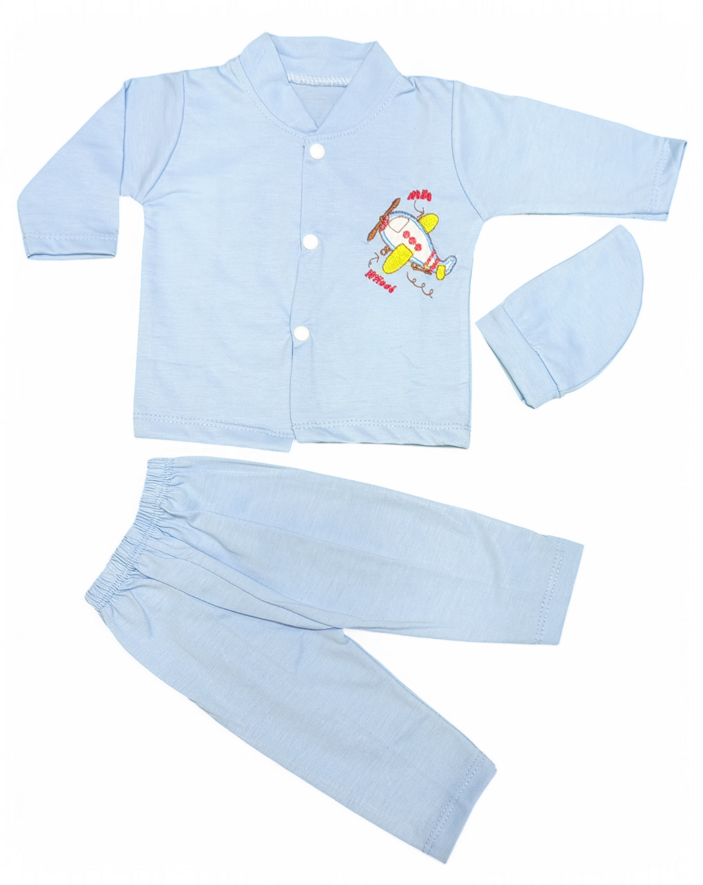 Baby 3-Piece Cotton Suit Set | Soft & Comfortable Infant Wear ( light blue)