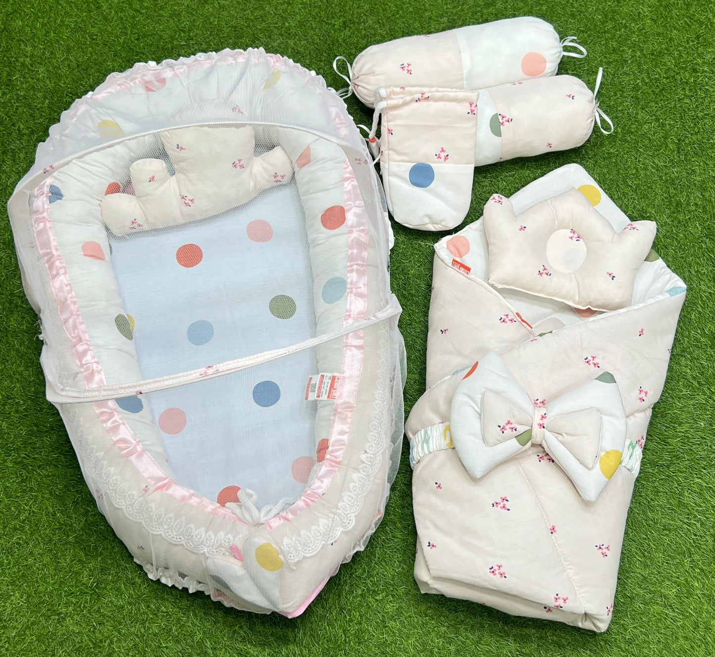 9pcs Baby Snuggle Bed Set -- Hot Pink
