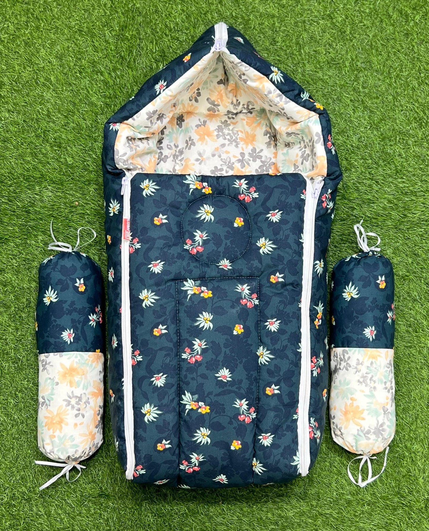 3pcs 2in1 hooded travel carry nest cute bundle (English Green)
