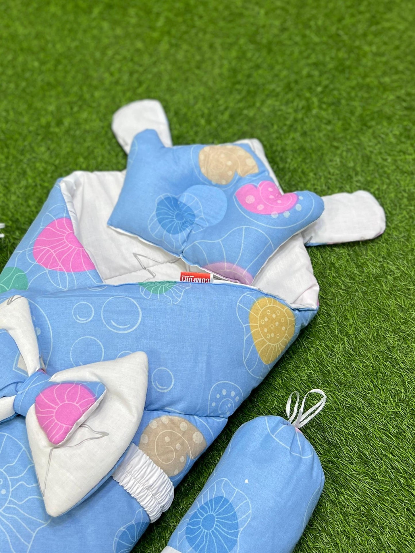 5pcs 2in1 Carry Nest plus Comforter (Blue & White)