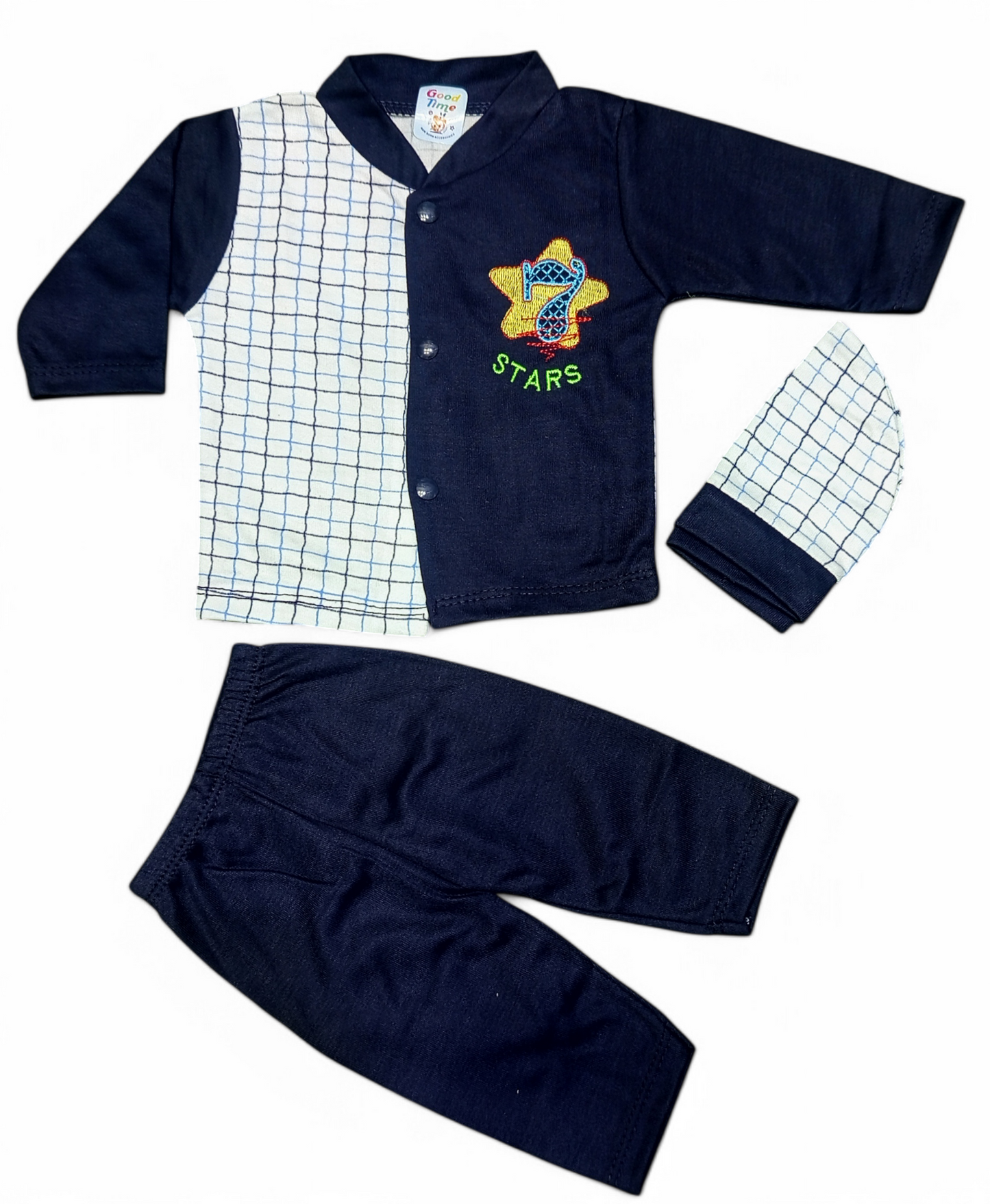 Baby 3-Piece Cotton Suit Set | Soft & Comfortable Infant Wear ( Blue )