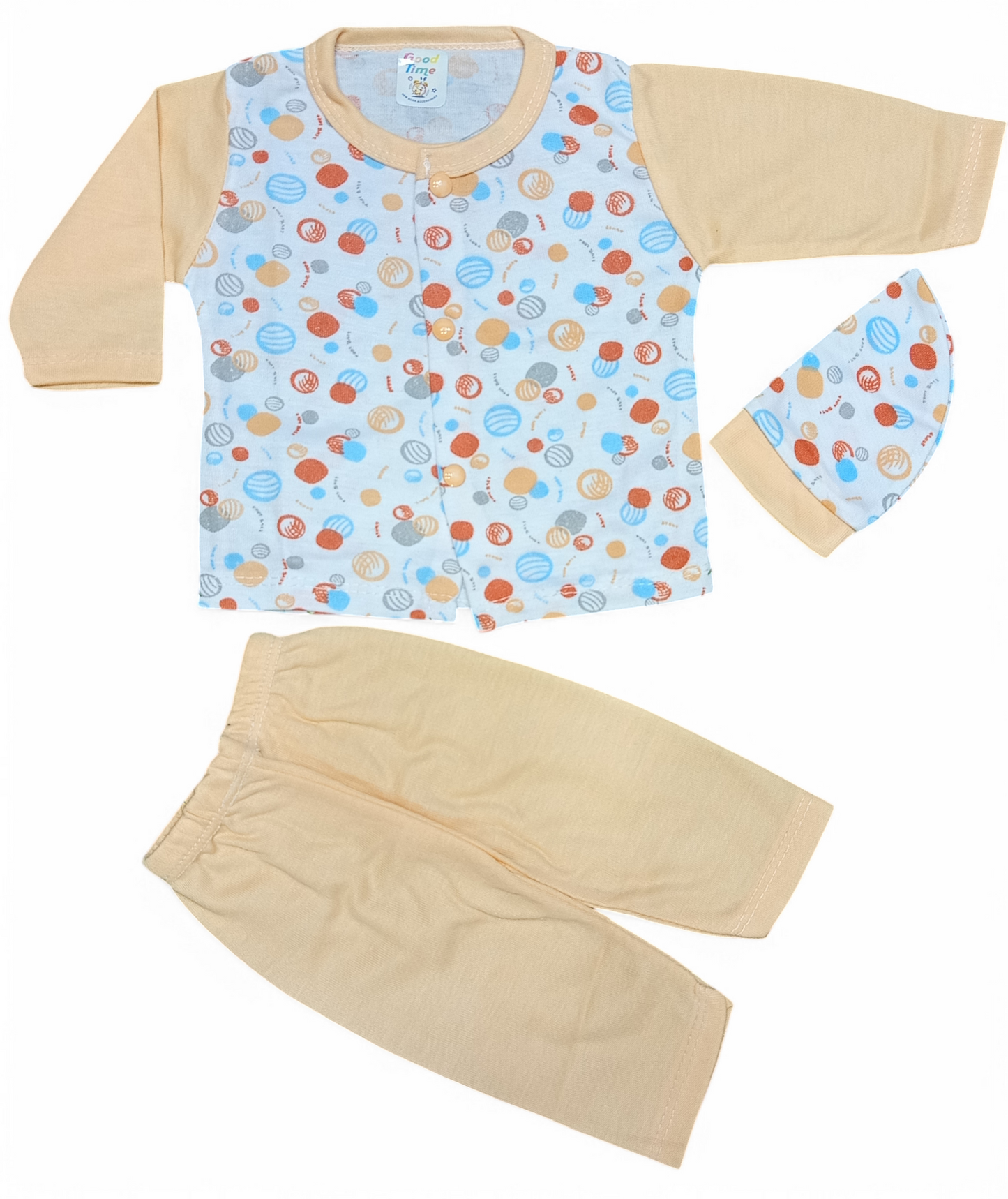 Baby 3-Piece Cotton Suit Set | Soft & Comfortable Infant Wear (Orange)