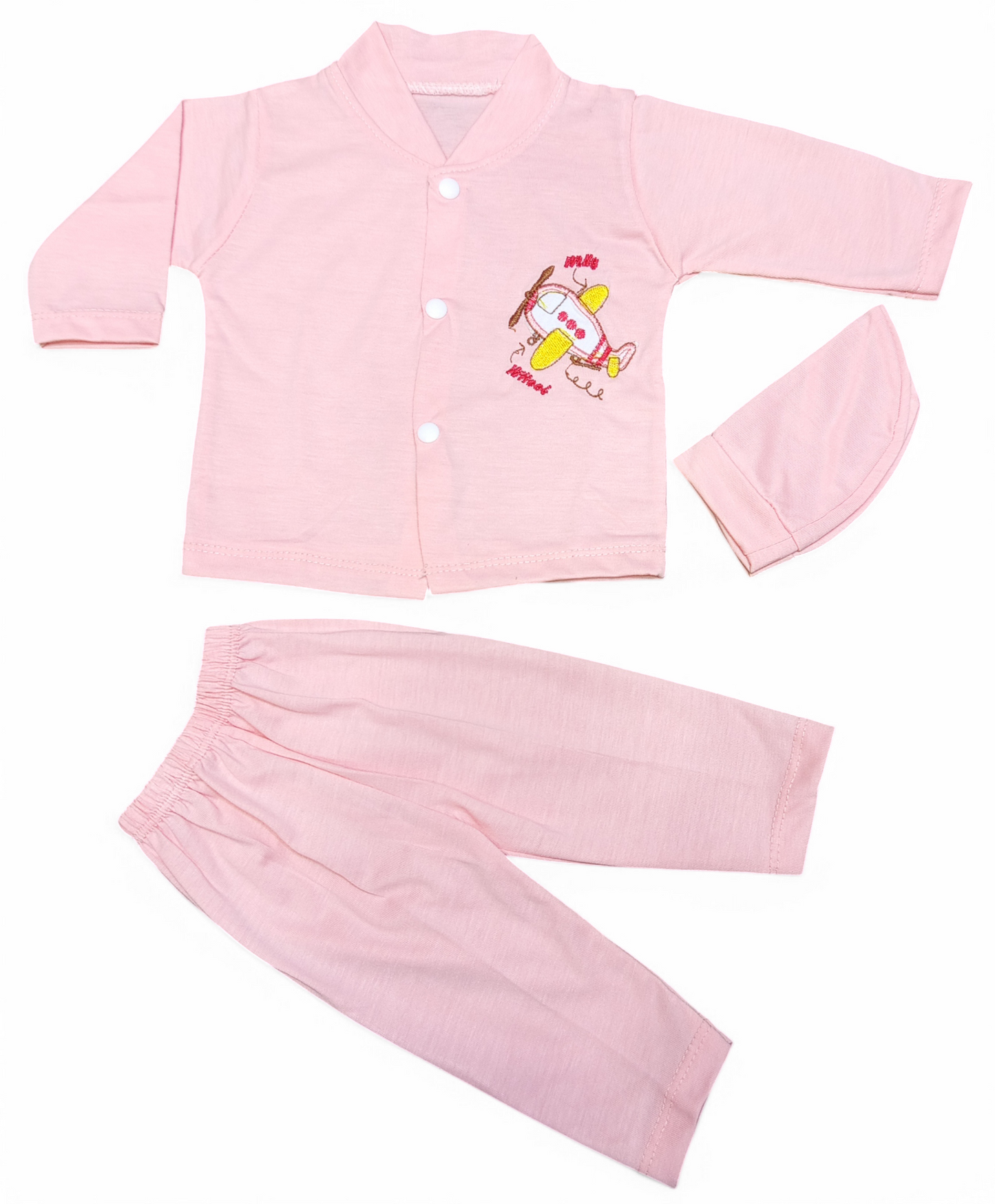 Baby 3-Piece Cotton Suit Set | Soft & Comfortable Infant Wear (Pink)