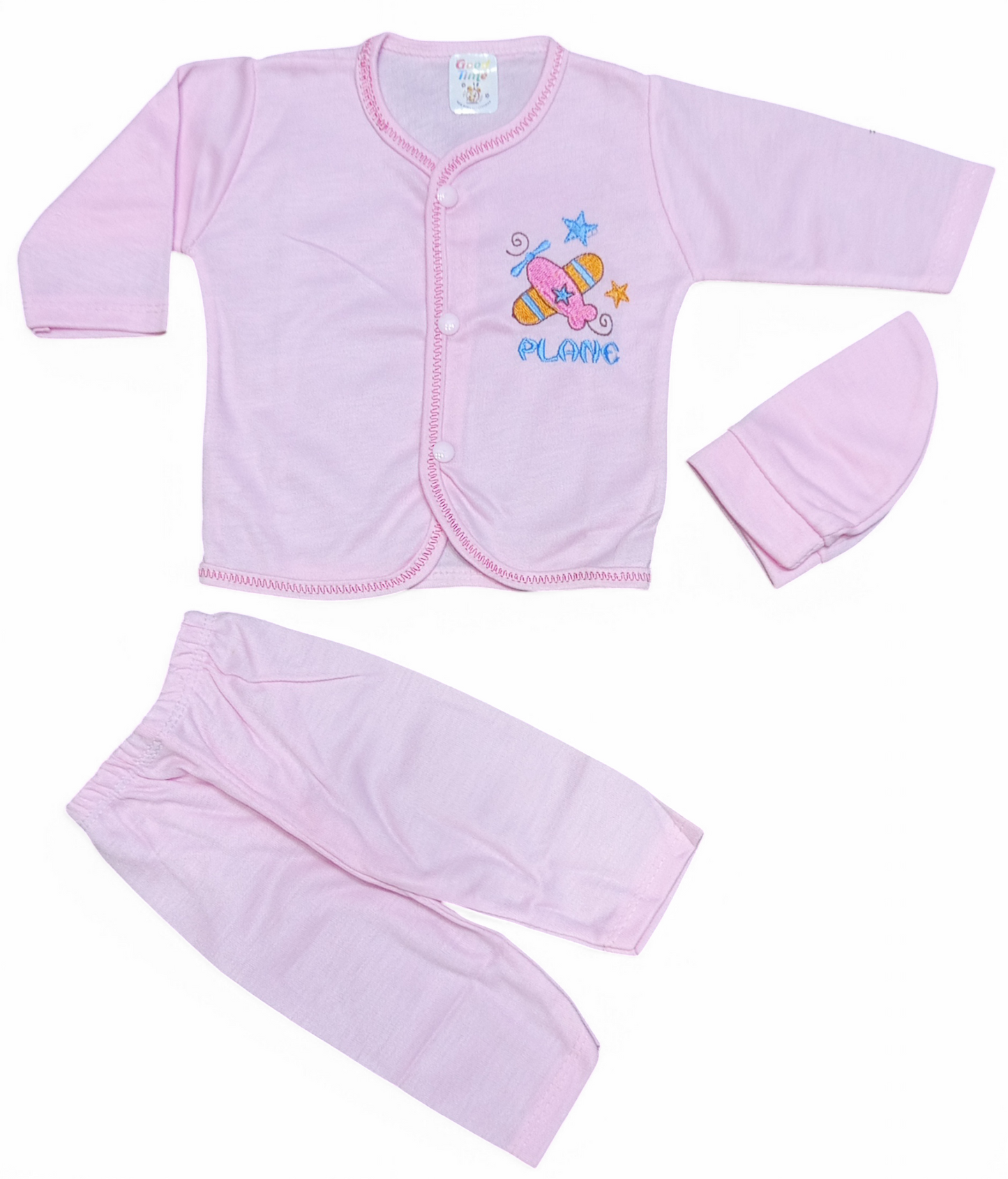 Baby 3-Piece Cotton Suit Set | Soft & Comfortable Infant Wear (pink)