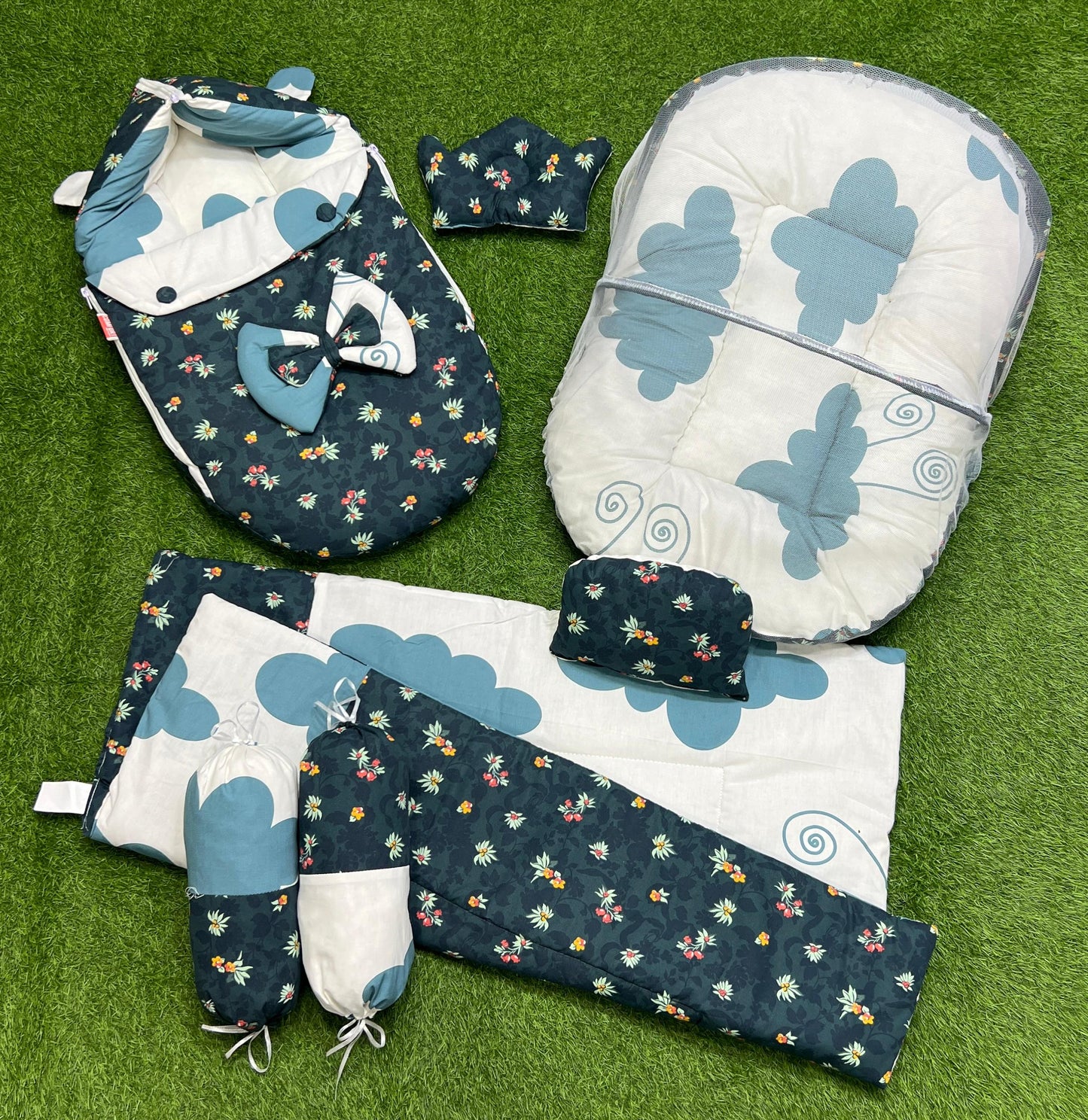 7pcs Fancy & Stylish Baby Bedding Set -- Army Green