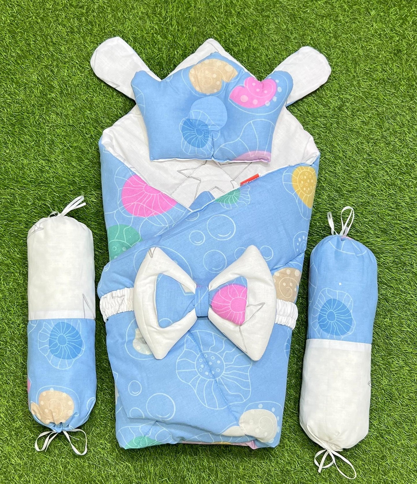 5pcs 2in1 Carry Nest plus Comforter (Blue & White)