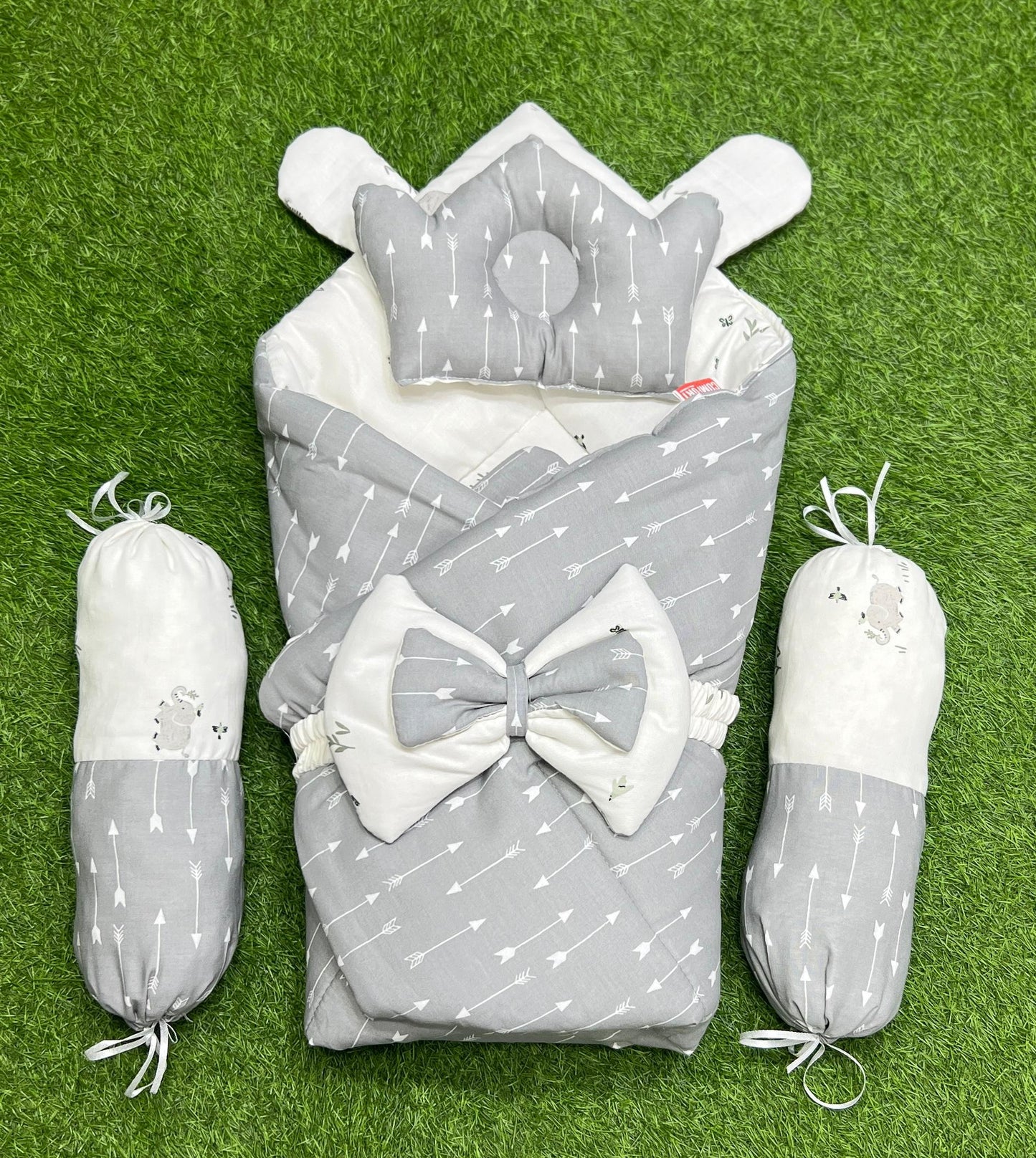 5pcs 2in1 Carry Nest plus Comforter (Grey & White)
