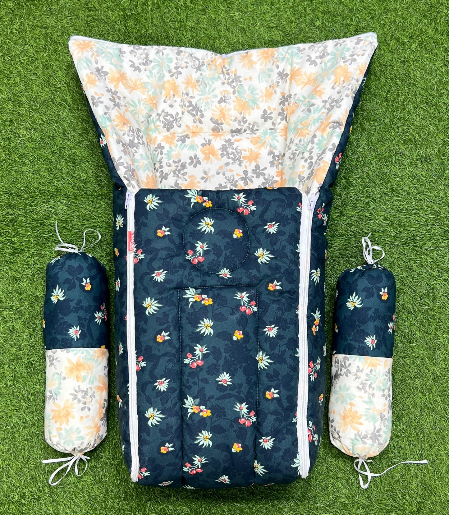 3pcs 2in1 hooded travel carry nest cute bundle (English Green)