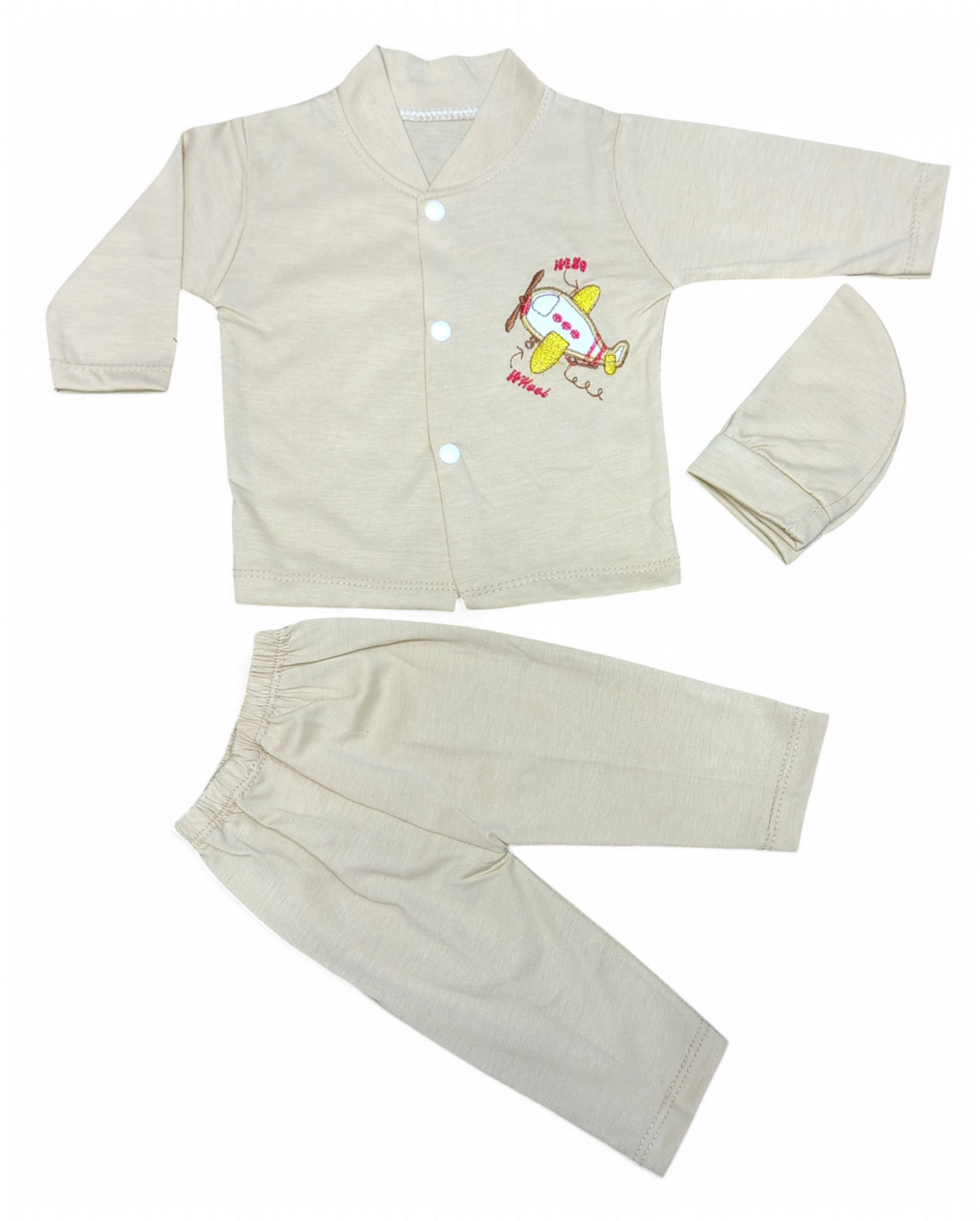 Baby 3-Piece Cotton Suit Set | Soft & Comfortable Infant Wear ( skin colour )