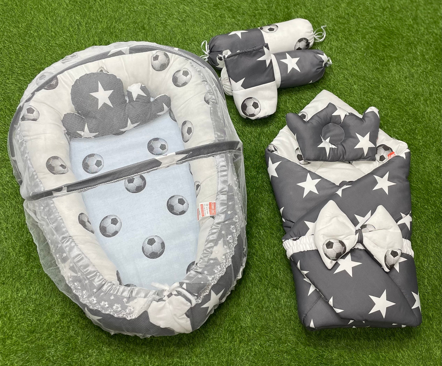 9pcs Baby Snuggle Bed Set -- Grey Star