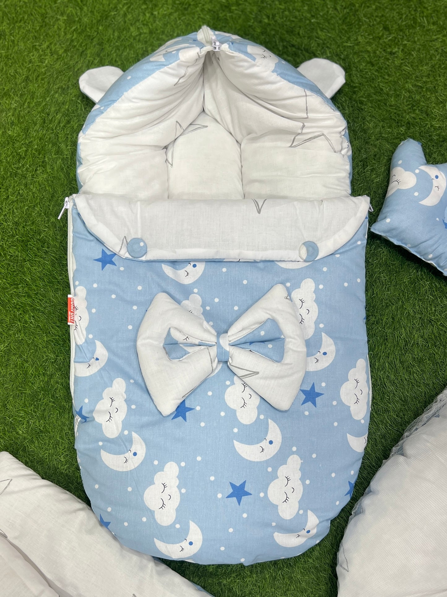 7pcs Fancy And Stylish Baby Bedding Set - - Blue Clouds