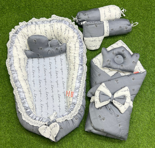 {Limited Edition} 9pcs Baby Snuggle Bed Set -- (Grey Legend)