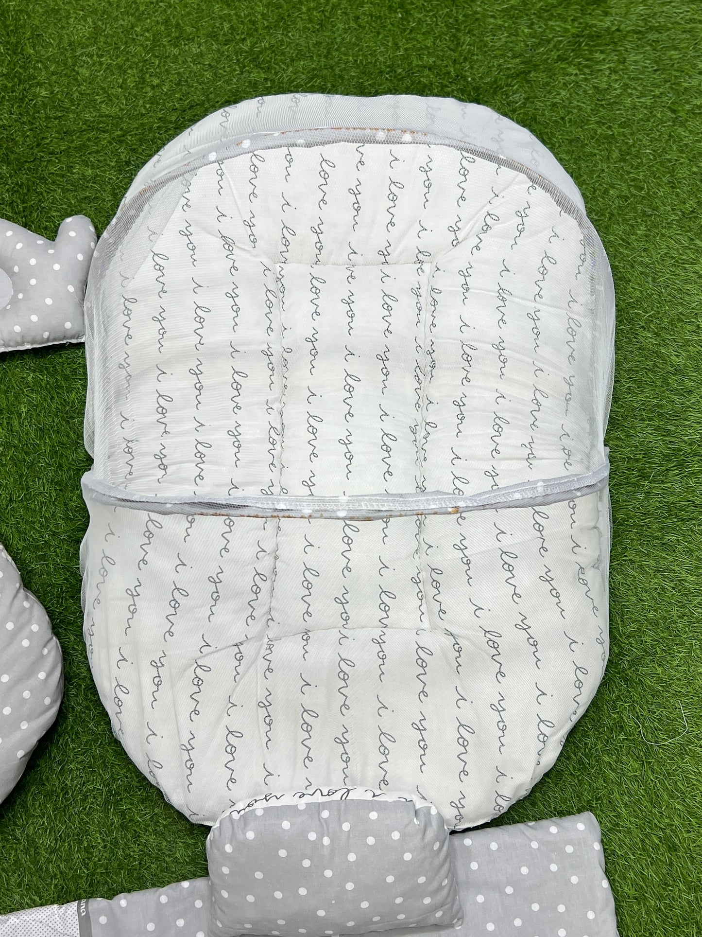 7pcs Fancy And Stylish Baby Bedding Set - - Dotted Grey