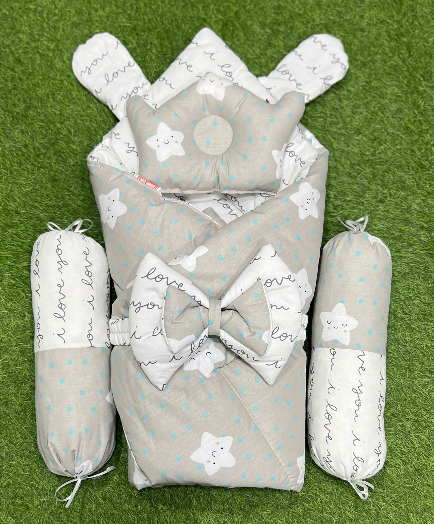 5pcs 2in1 Carry Nest plus Comforter (Grey and White)