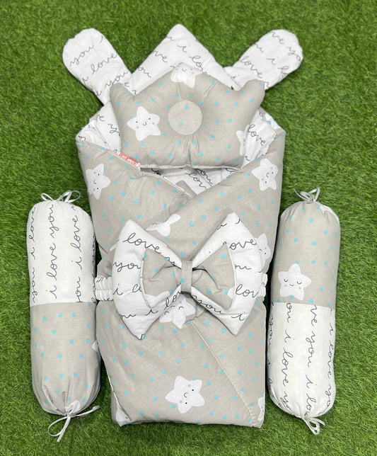 5pcs 2in1 Carry Nest plus Comforter (Grey and White)