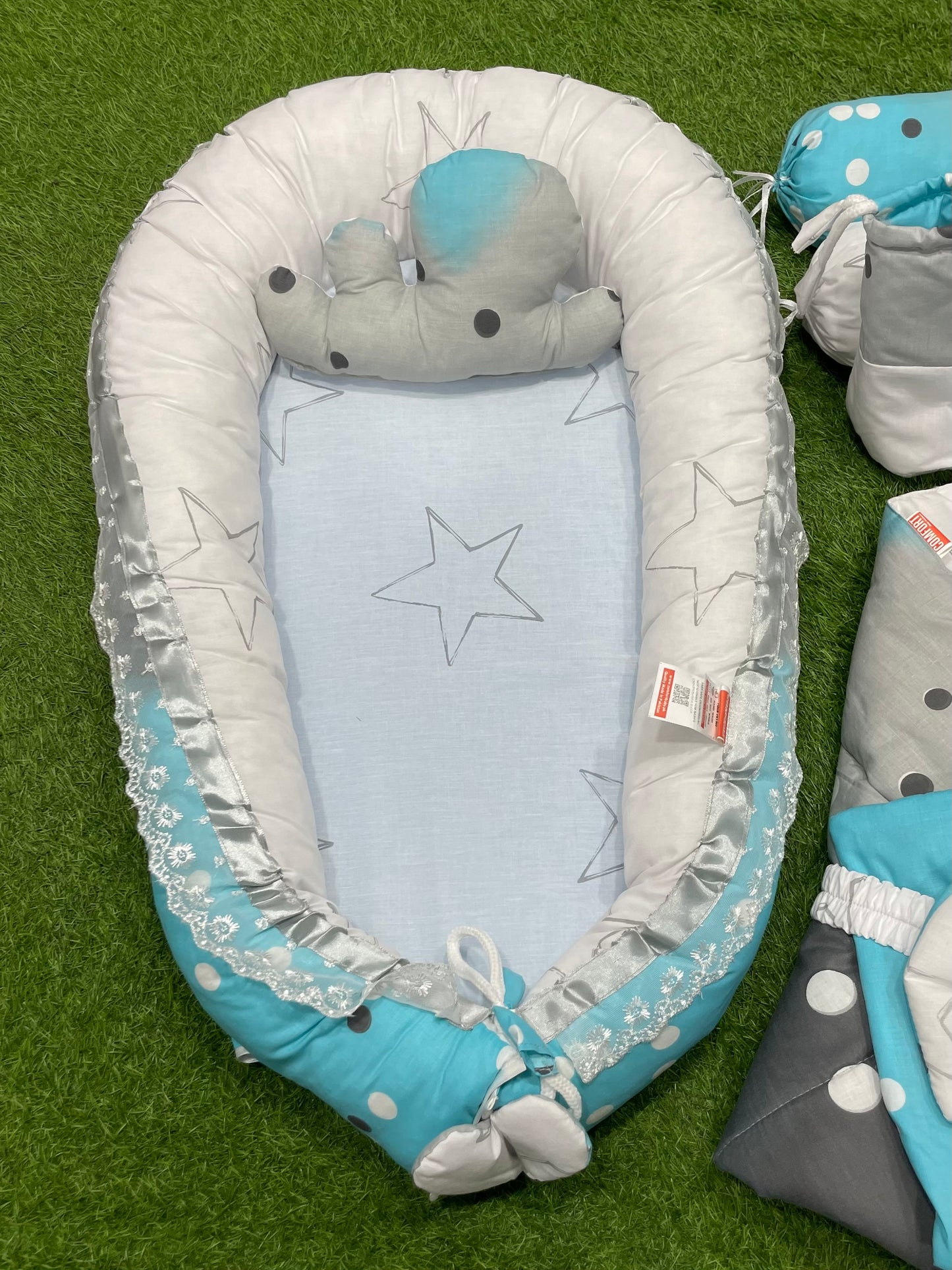 9pcs Baby Snuggle Bed Set - - Ice Blue