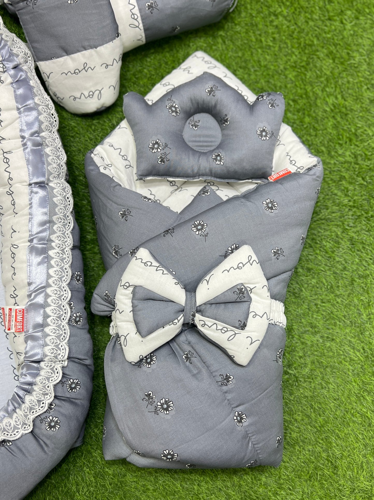 {Limited Edition} 9pcs Baby Snuggle Bed Set -- (Grey Legend)