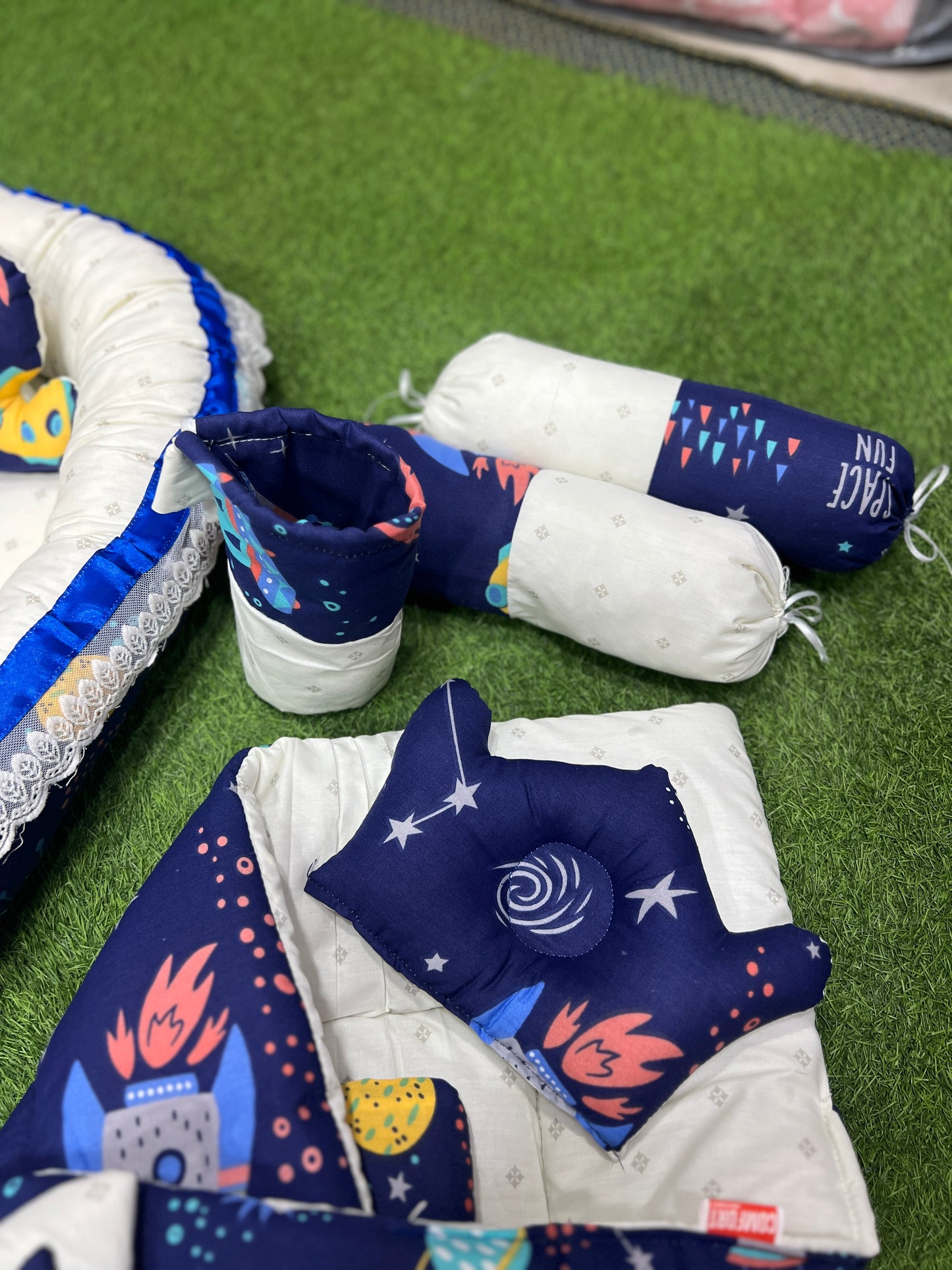 9pcs Baby Snuggle Bed Set -- Blue Galaxy