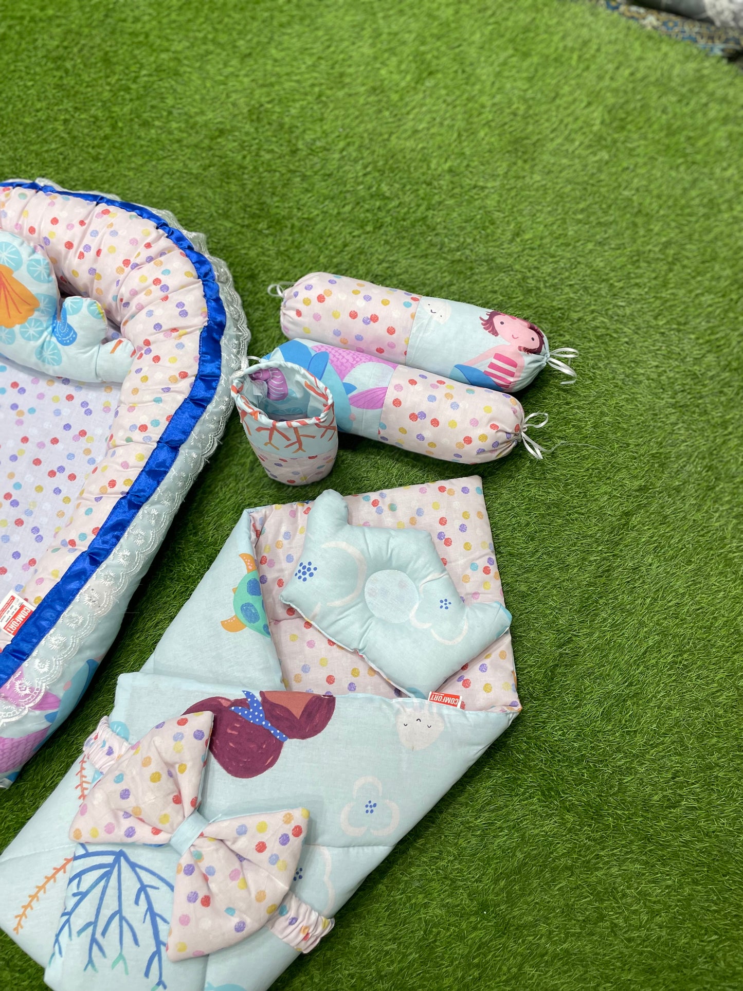 9pcs Baby Snuggle Bed Set -- Green Jungle