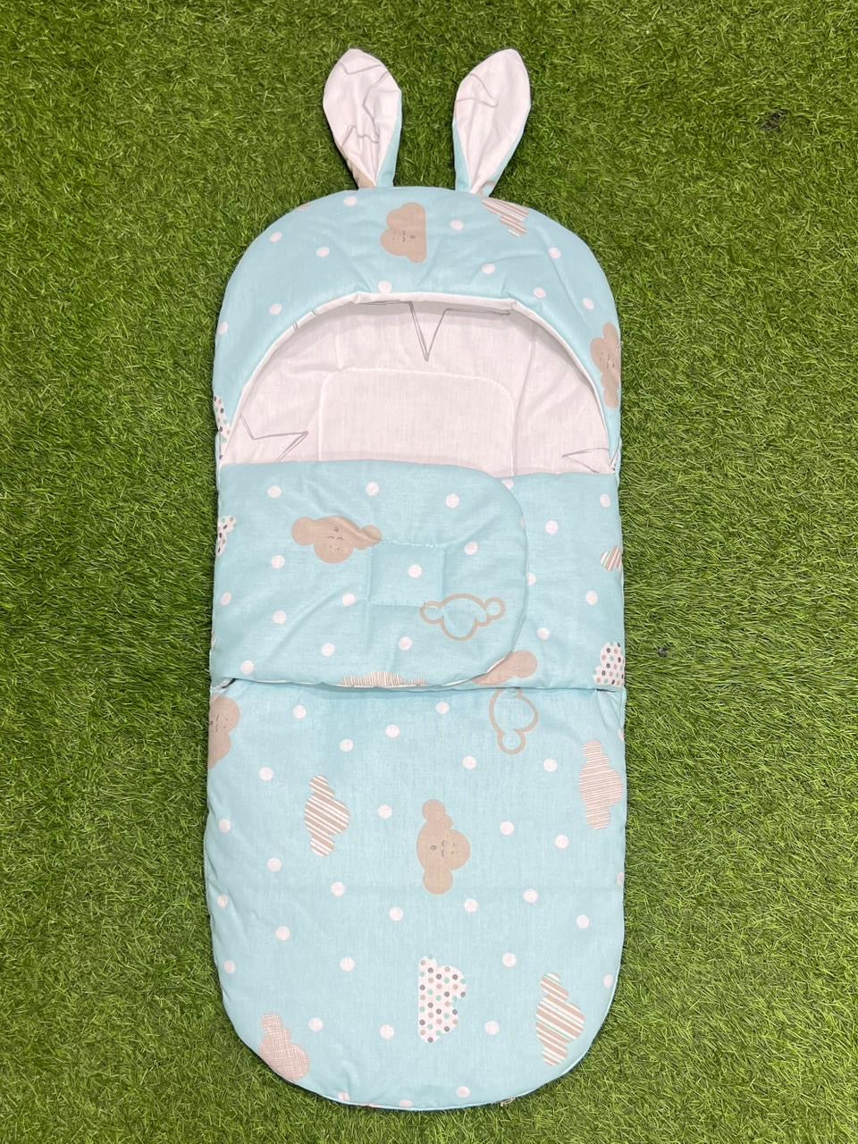 Rabbit Swaddle Wrap - Cotton (Blue Clouds)