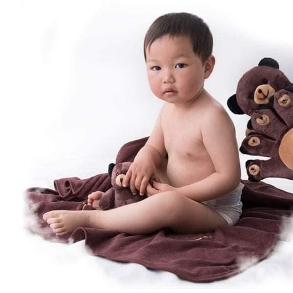 Baby Bath Towel cum Wrapping Sheet with Stuffed Toys