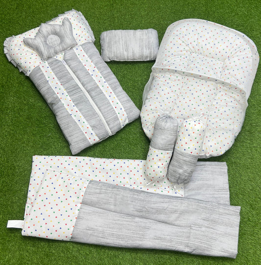 7pcs New Stylish Baby Bedding Set - Grey