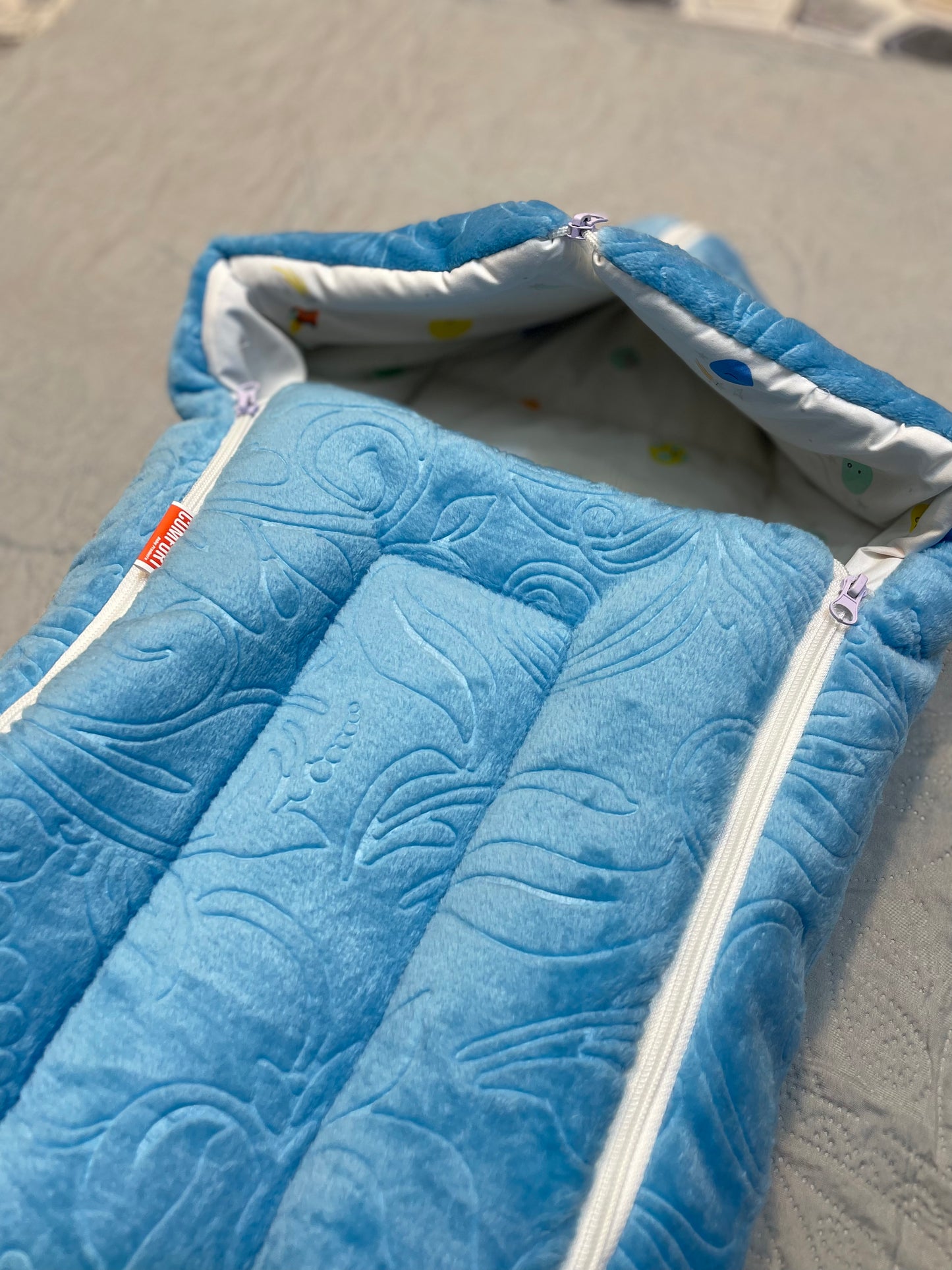 Premium Quality Fleece Hooded Carry Nest & Sleeping Bag (Sky Blue)