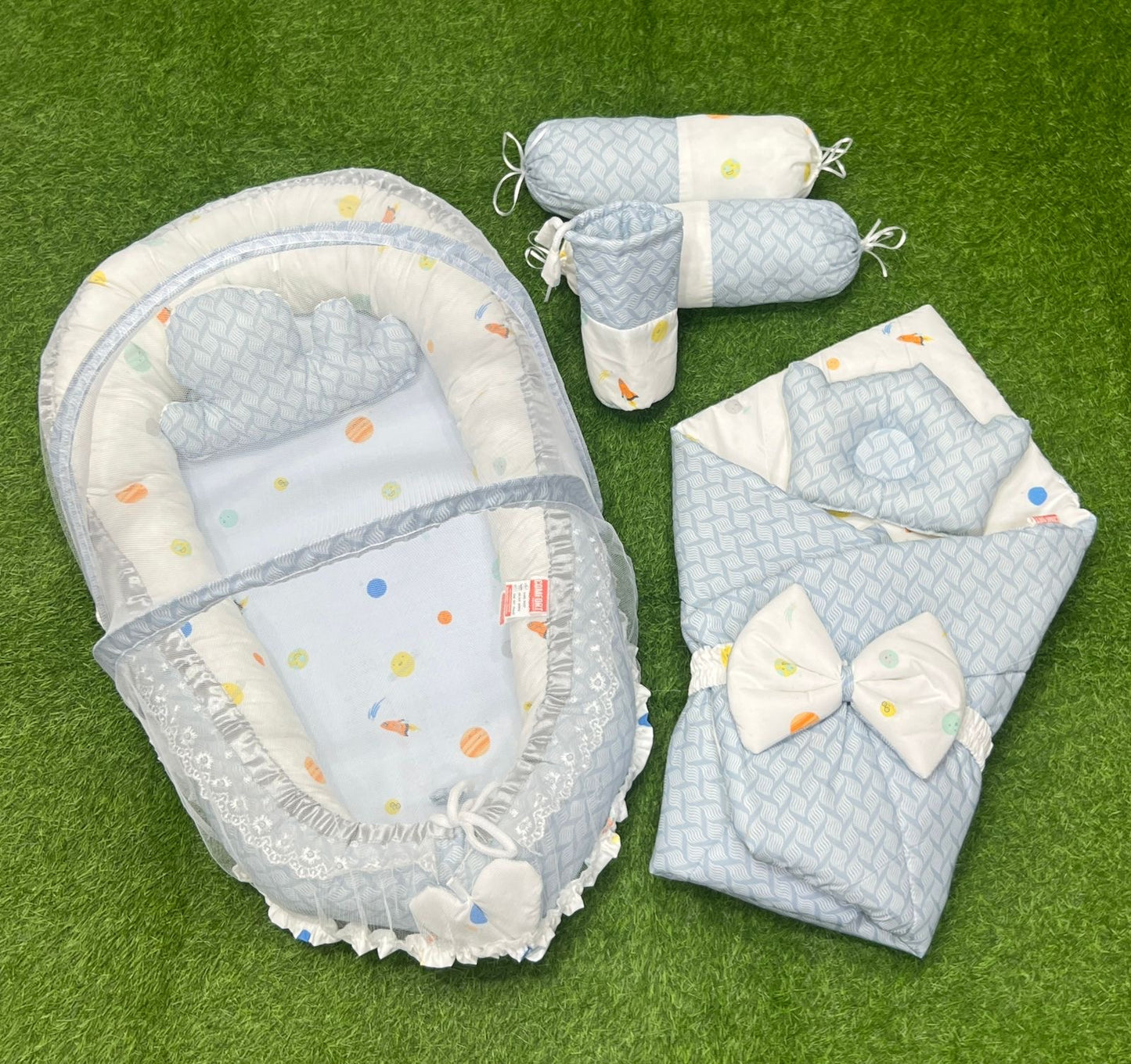 9pcs Baby Snuggle Bed Set - - light blue