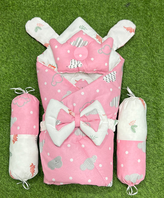 5pcs 2in1 Carry Nest plus Comforter (Pink White)