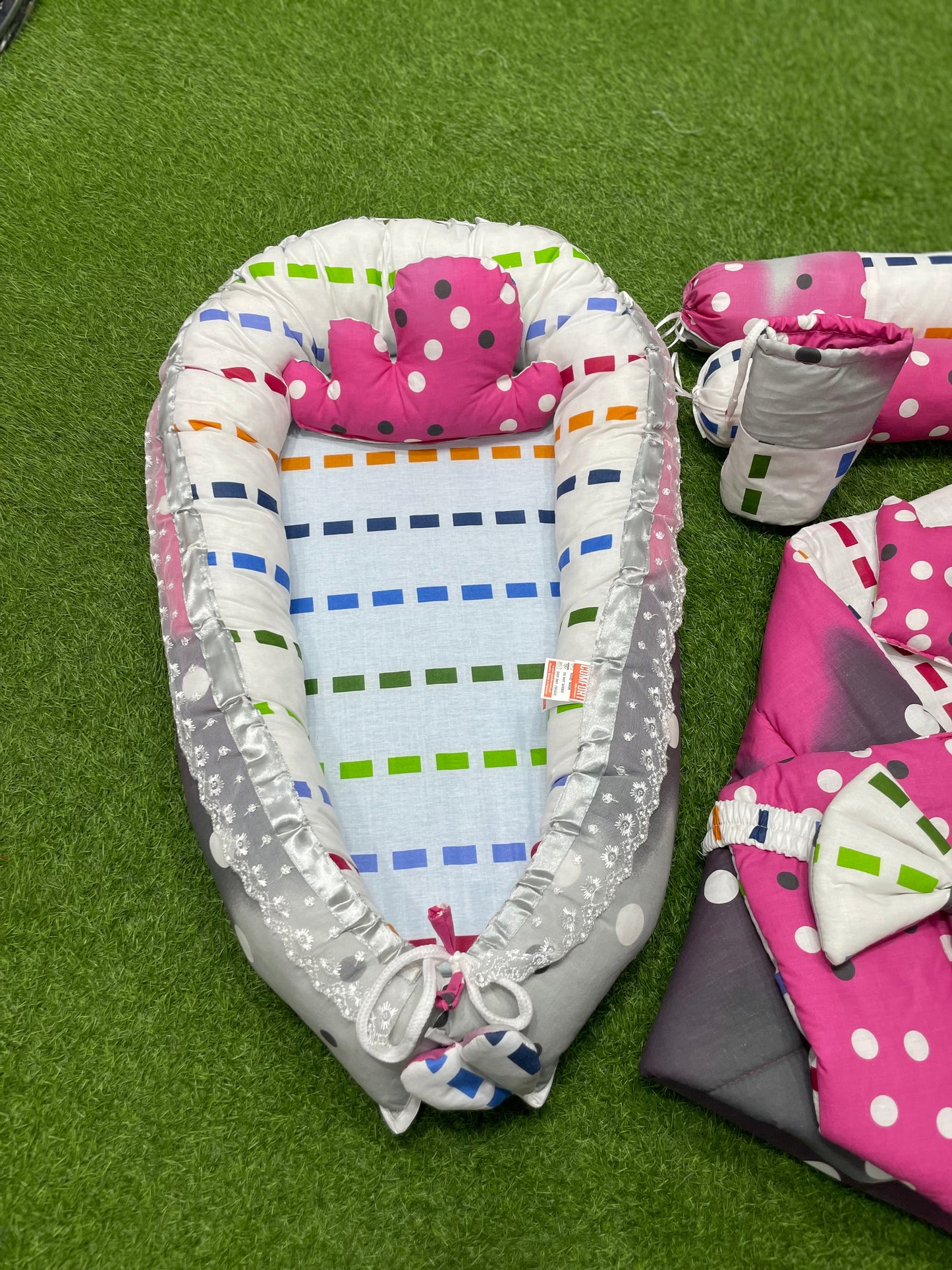 9pcs Baby Snuggle Bed Set -- Hot Pink