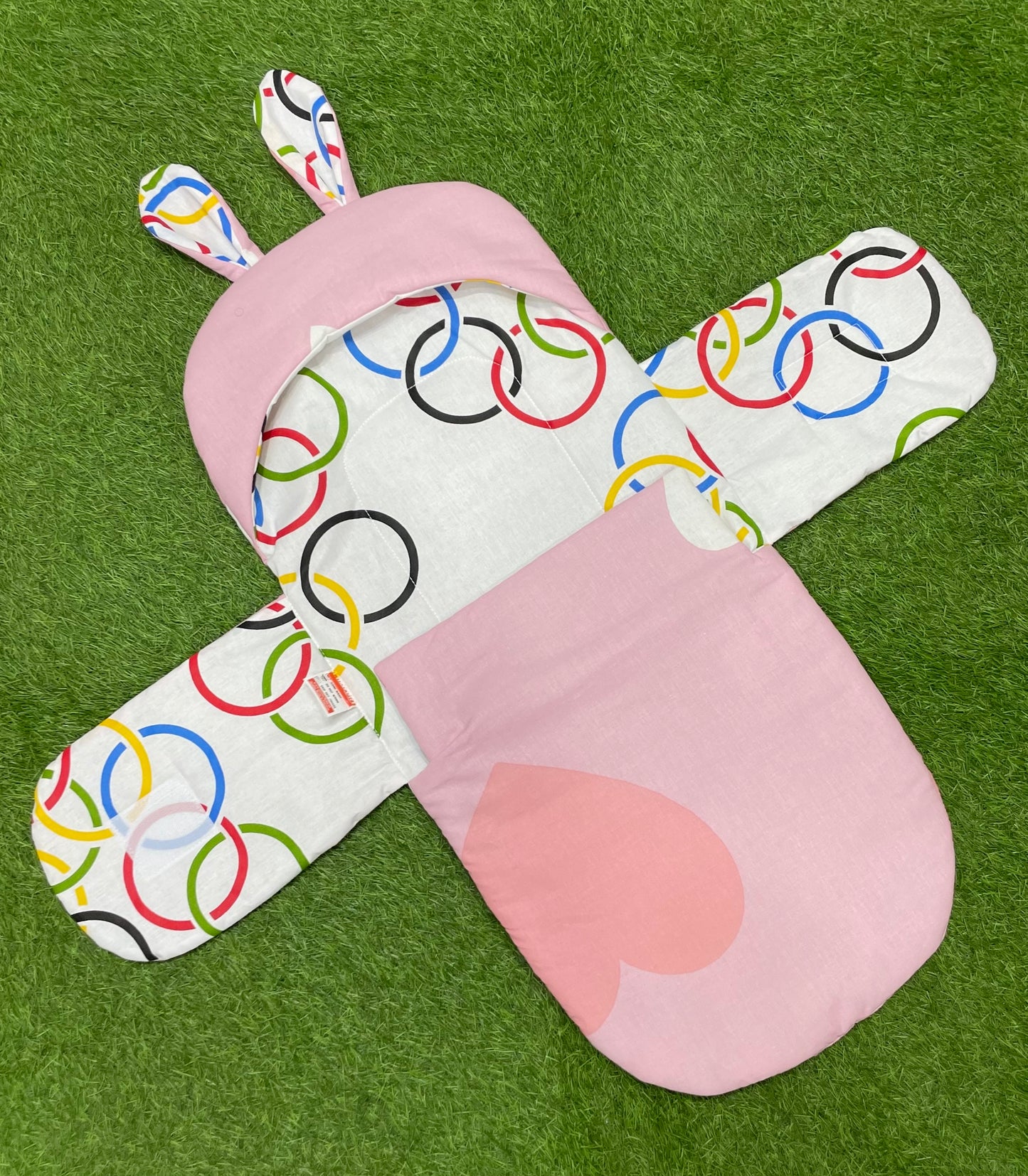 Rabbit Swaddle Wrap - Cotton (Pink Rings)