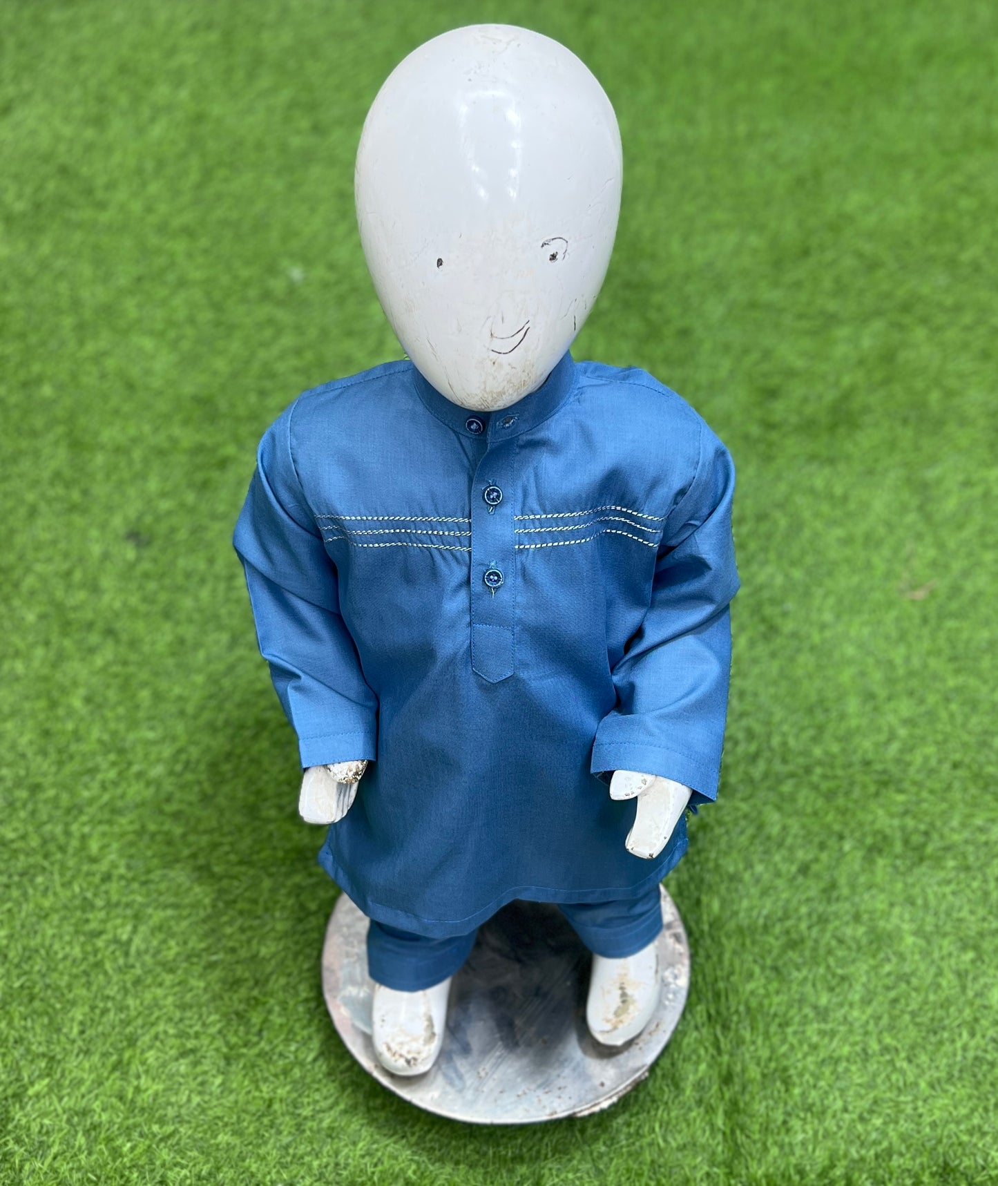 Hand Stitched Baby Shalwar Kameez - Fine Quality (Blue)