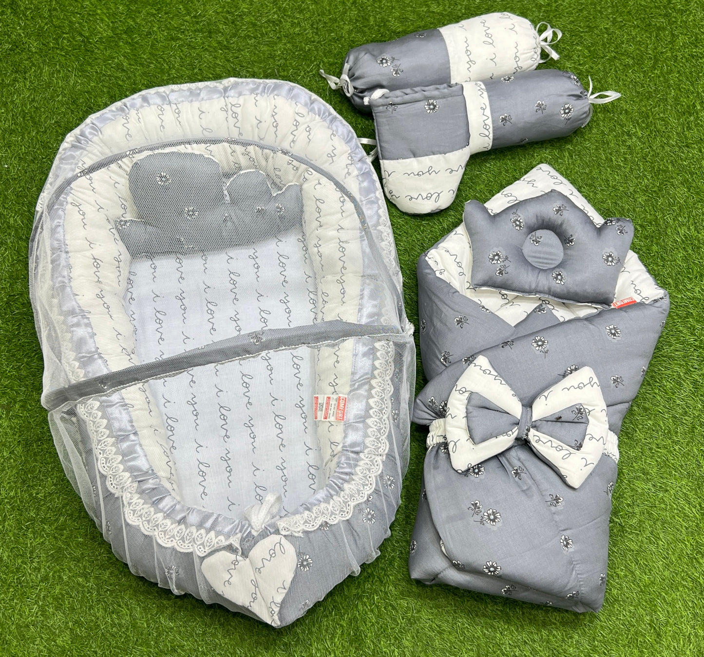 {Limited Edition} 9pcs Baby Snuggle Bed Set -- (Grey Legend)